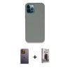 MARSİLYAN™- iPhone 12 Pro Max Kılıf Zirve Modern Özel Seri - Siyah Bilvis Hayalet Cam Ekran Koruyucu + Neon Fosforlu Kamera Lens - SI