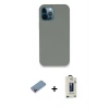 MARSİLYAN™- iPhone 12 Pro Max Kılıf Zirve Modern Özel Seri - Siyah Bilvis Hayalet Cam Ekran Koruyucu + Shine Kamera Lens Koruma Cam - PE