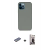 MARSİLYAN™- iPhone 12 Pro Max Kılıf Zirve Modern Özel Seri - Siyah Bilvis Hayalet Cam Ekran Koruyucu + Renkli Kamera Lens Koruma Cam - SI