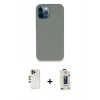 MARSİLYAN™- iPhone 12 Pro Max Kılıf Zirve Modern Özel Seri - Siyah Bilvis Hayalet Cam Ekran Koruyucu + Shine Kamera Lens - GD