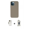 MARSİLYAN™- iPhone 12 Pro Max Kılıf Zirve Modern Özel Seri - Siyah Bilvis Hayalet Cam Ekran Koruyucu + Shine Kamera Lens - GD