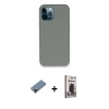 MARSİLYAN™- iPhone 12 Pro Max Kılıf Zirve Modern Özel Seri - Siyah Bilvis Hayalet Cam Ekran Koruyucu + Shine Kamera Lens Koruma Cam - SH