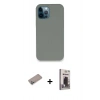 MARSİLYAN™- iPhone 12 Pro Max Kılıf Zirve Modern Özel Seri - Siyah Bilvis Hayalet Cam Ekran Koruyucu + Shine Kamera Lens Koruma Cam - SABE