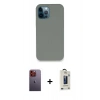 MARSİLYAN™- iPhone 12 Pro Max Kılıf Zirve Modern Özel Seri - Siyah Bilvis Hayalet Cam Ekran Koruyucu + Neon Fosforlu Kamera Lens - TU