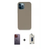 MARSİLYAN™- iPhone 12 Pro Max Kılıf Zirve Modern Özel Seri - Siyah Bilvis Hayalet Cam Ekran Koruyucu + Neon Fosforlu Kamera Lens - TU