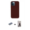 MARSİLYAN™- iPhone 12 Pro Max Kılıf Zirve Modern Özel Seri - Siyah Bilvis Hayalet Cam Ekran Koruyucu + Renkli Kamera Lens Koruma Cam - YL