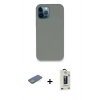 MARSİLYAN™- iPhone 12 Pro Max Kılıf Zirve Modern Özel Seri - Siyah Bilvis Hayalet Cam Ekran Koruyucu + Renkli Kamera Lens Koruma Cam - YL