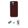MARSİLYAN™- iPhone 12 Pro Max Kılıf Zirve Modern Özel Seri - Siyah Joko 5D Cam + Gold Shine Kamera Lens Koruma Cam