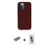 MARSİLYAN™- iPhone 12 Pro Max Kılıf Zirve Modern Özel Seri - Siyah Joko 5D Cam + Renkli Kamera Lens Koruma Cam - PE