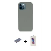 MARSİLYAN™- iPhone 12 Pro Max Kılıf Zirve Modern Özel Seri - Siyah Joko 5D Cam + Renkli Kamera Lens Koruma Cam - PE