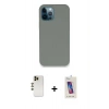 MARSİLYAN™- iPhone 12 Pro Max Kılıf Zirve Modern Özel Seri - Siyah Joko 5D Cam + Shine Kamera Lens - GD