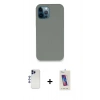 MARSİLYAN™- iPhone 12 Pro Max Kılıf Zirve Modern Özel Seri - Siyah Joko 5D Cam + Shine Kamera Lens - LT