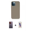 MARSİLYAN™- iPhone 12 Pro Max Kılıf Zirve Modern Özel Seri - Siyah Joko 5D Cam + Turuncu Neon Fosforlu Kamera Lens