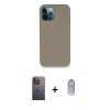 MARSİLYAN™- iPhone 12 Pro Max Kılıf Zirve Modern Özel Seri - Siyah Joko Magic 5D Cam + Neon Fosforlu Kamera Lens - SI