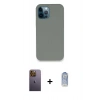 MARSİLYAN™- iPhone 12 Pro Max Kılıf Zirve Modern Özel Seri - Siyah Joko Magic 5D Cam + Neon Fosforlu Kamera Lens - SI