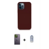 MARSİLYAN™- iPhone 12 Pro Max Kılıf Zirve Modern Özel Seri - Siyah Joko Magic 5D Cam + Yeşil Neon Fosforlu Kamera Lens