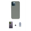 MARSİLYAN™- iPhone 12 Pro Max Kılıf Zirve Modern Özel Seri - Siyah Joko Magic 5D Cam + Yeşil Neon Fosforlu Kamera Lens