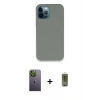 MARSİLYAN™- iPhone 12 Pro Max Kılıf Zirve Modern Özel Seri - Siyah Joko Magic 5D Hayalet Cam + Neon Fosforlu Kamera Lens - YL