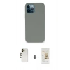MARSİLYAN™- iPhone 12 Pro Max Kılıf Zirve Modern Özel Seri - Siyah Mat Seramik Nano Ekran Koruyucu + Shine Kamera Lens - GD