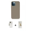 MARSİLYAN™- iPhone 12 Pro Max Kılıf Zirve Modern Özel Seri - Siyah Mat Seramik Nano Ekran Koruyucu + Shine Kamera Lens - GD