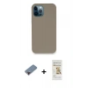 MARSİLYAN™- iPhone 12 Pro Max Kılıf Zirve Modern Özel Seri - Siyah Mat Seramik Nano Ekran Koruyucu + Metal Kamera Lens Koruma Cam - KI