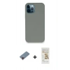 MARSİLYAN™- iPhone 12 Pro Max Kılıf Zirve Modern Özel Seri - Siyah Mat Seramik Nano Ekran Koruyucu + Metal Kamera Lens Koruma Cam - KI