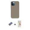 MARSİLYAN™- iPhone 12 Pro Max Kılıf Zirve Modern Özel Seri - Siyah Mat Seramik Nano Ekran Koruyucu + Metal Kamera Lens Koruma Cam - GD