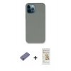 MARSİLYAN™- iPhone 12 Pro Max Kılıf Zirve Modern Özel Seri - Siyah Mat Seramik Nano Ekran Koruyucu + Metal Kamera Lens Koruma Cam - GD