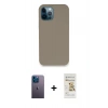 MARSİLYAN™- iPhone 12 Pro Max Kılıf Zirve Modern Özel Seri - Siyah Mat Seramik Nano Ekran Koruyucu + Neon Fosforlu Kamera Lens - MI
