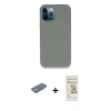 MARSİLYAN™- iPhone 12 Pro Max Kılıf Zirve Modern Özel Seri - Siyah Mat Seramik Nano Ekran Koruyucu + Renkli Kamera Lens Koruma Cam - YL