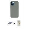 MARSİLYAN™- iPhone 12 Pro Max Kılıf Zirve Modern Özel Seri - Siyah Mat Seramik Nano Ekran Koruyucu + Renkli Kamera Lens Koruma Cam - MI