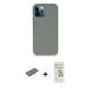 MARSİLYAN™- iPhone 12 Pro Max Kılıf Zirve Modern Özel Seri - Siyah Mat Seramik Nano Ekran Koruyucu + Renkli Kamera Lens Koruma Cam - TU