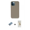 MARSİLYAN™- iPhone 12 Pro Max Kılıf Zirve Modern Özel Seri - Siyah Mat Seramik Nano Ekran Koruyucu + Shine Kamera Lens Koruma Cam - GI
