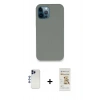 MARSİLYAN™- iPhone 12 Pro Max Kılıf Zirve Modern Özel Seri - Siyah Mat Seramik Nano Ekran Koruyucu + Shine Kamera Lens - LT