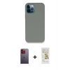 MARSİLYAN™- iPhone 12 Pro Max Kılıf Zirve Modern Özel Seri - Siyah Mat Seramik Nano Ekran Koruyucu + Turuncu Neon Fosforlu Kamera Lens