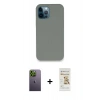 MARSİLYAN™- iPhone 12 Pro Max Kılıf Zirve Modern Özel Seri - Siyah Mat Seramik Nano Ekran Koruyucu + Neon Fosforlu Kamera Lens - YL