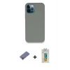 MARSİLYAN™- iPhone 12 Pro Max Kılıf Zirve Modern Özel Seri - Siyah Polymer Nano Ekran Koruyucu + Metal Kamera Lens Koruma Cam - GD