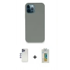 MARSİLYAN™- iPhone 12 Pro Max Kılıf Zirve Modern Özel Seri - Siyah Polymer Nano Ekran Koruyucu + Shine Kamera Lens - LT