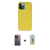 MARSİLYAN™- iPhone 12 Pro Max Kılıf Zirve Modern Özel Seri - Siyah Polymer Nano Ekran Koruyucu + Neon Fosforlu Kamera Lens - TU