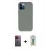 MARSİLYAN™- iPhone 12 Pro Max Kılıf Zirve Modern Özel Seri - Siyah Polymer Nano Ekran Koruyucu + Neon Fosforlu Kamera Lens - TU