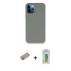 MARSİLYAN™- iPhone 12 Pro Max Kılıf Zirve Modern Özel Seri - Siyah Polymer Nano Ekran Koruyucu + Shine Kamera Lens Koruma Cam - SABE
