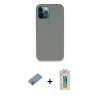 MARSİLYAN™- iPhone 12 Pro Max Kılıf Zirve Modern Özel Seri - Siyah Polymer Nano Ekran Koruyucu + Shine Kamera Lens Koruma Cam - GI