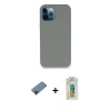 MARSİLYAN™- iPhone 12 Pro Max Kılıf Zirve Modern Özel Seri - Siyah Polymer Nano Ekran Koruyucu + Siyah Shine Kamera Lens Koruma Cam