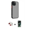 MARSİLYAN™- iPhone 13 Kılıf Ahenk Çizgi Serisi - Şeffaf 360 Full Body Arka Koruyucu + Kırmızı Pers Alüminyum Kamera Lens