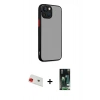 MARSİLYAN™- iPhone 13 Kılıf Ahenk Çizgi Serisi - Şeffaf 360 Full Body Arka Koruyucu + Rainbow Kamera Lens Koruma Cam - KI