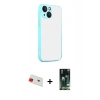 MARSİLYAN™- iPhone 13 Kılıf Ahenk Çizgi Serisi - Şeffaf 360 Full Body Arka Koruyucu + Rainbow Kamera Lens Koruma Cam - KI