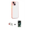MARSİLYAN™- iPhone 13 Kılıf Ahenk Çizgi Serisi - Şeffaf 360 Full Body Arka Koruyucu + Rainbow Kamera Lens Koruma Cam - KI