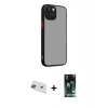 MARSİLYAN™- iPhone 13 Kılıf Ahenk Çizgi Serisi - Şeffaf 360 Full Body Arka Koruyucu + Mavi Rainbow Kamera Lens Koruma Cam