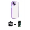 MARSİLYAN™- iPhone 13 Kılıf Ahenk Çizgi Serisi - Şeffaf 360 Full Body Arka Koruyucu + PVD Metal Kamera Lens - NLGY