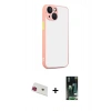 MARSİLYAN™- iPhone 13 Kılıf Ahenk Çizgi Serisi - Şeffaf 360 Full Body Arka Koruyucu + Rainbow Kamera Lens Koruma Cam - KI